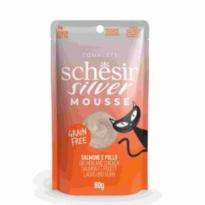 Schesir-silver-mousse-para-gatos-senior-salmón-y-pollo
